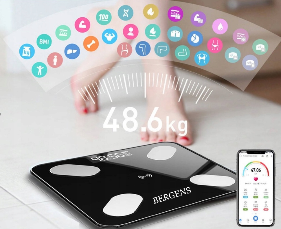 Nutikas BATHROOM SCALE BLUETOOTH BMI 12in1 Tootja osa nr 22233