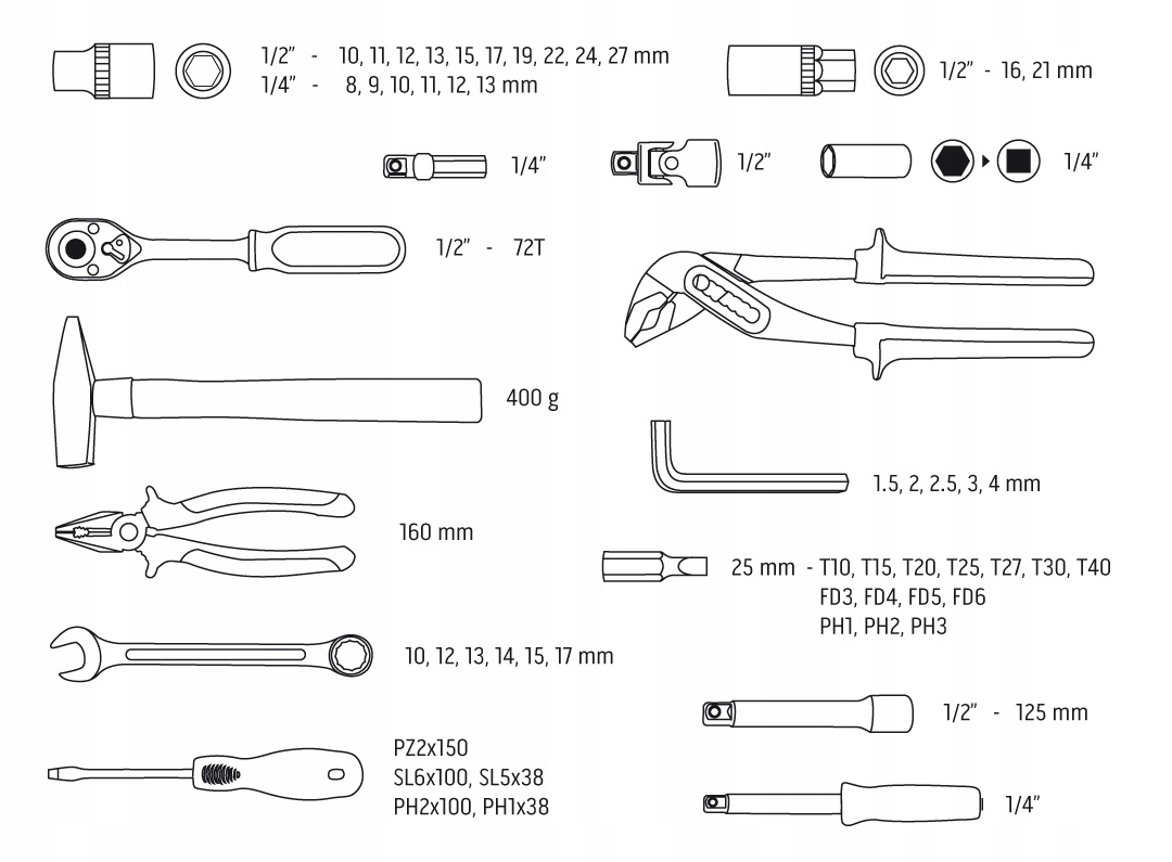 NEO TOOLS 08-684 Universaalne tööriistakomplekt 56tk Tootjakood 08-684