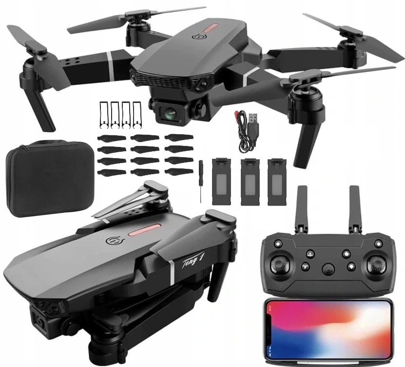 DRONE E90 PRO KAAMERA 4K WIFI HD MÄNGUASJA ZAWIS 250m