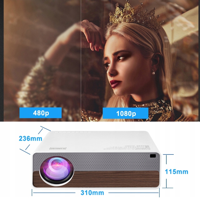 Projektor Full HD 4K projektor 9200lm WiFi Android 9 Toote laius 31 cm