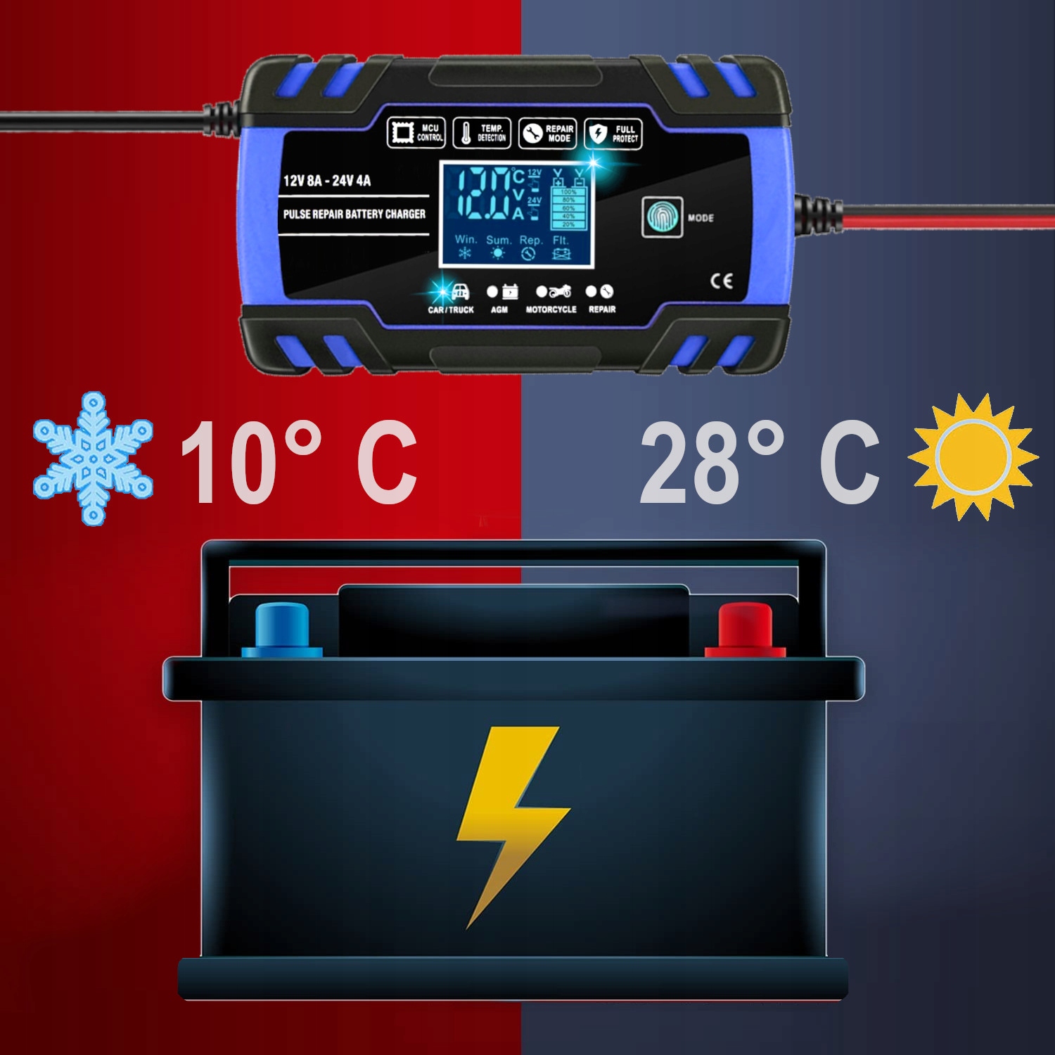 AUTOMAATNE alaldi remondifunktsiooniga 12V 24V Maksimaalne vool 8A