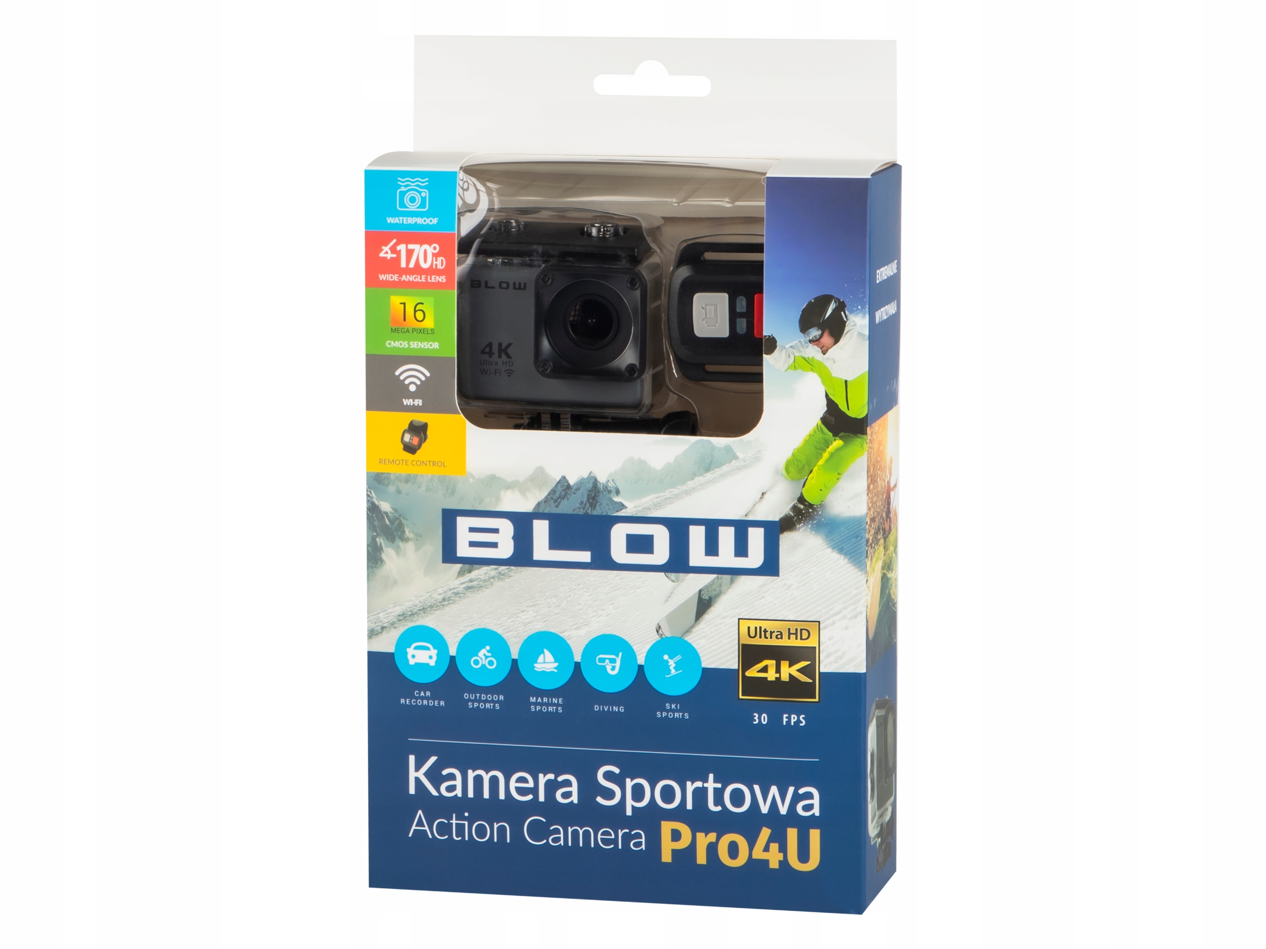 BLOW Go Pro4U 4K spordikaamera wifi tarvikud Sihtkoht jooksmine golf lennundus mootorratas suusatamine ja lumelaud ujumine ratas auto jõusaal ja fitness triatlon matkamine kalapüük purjetamine