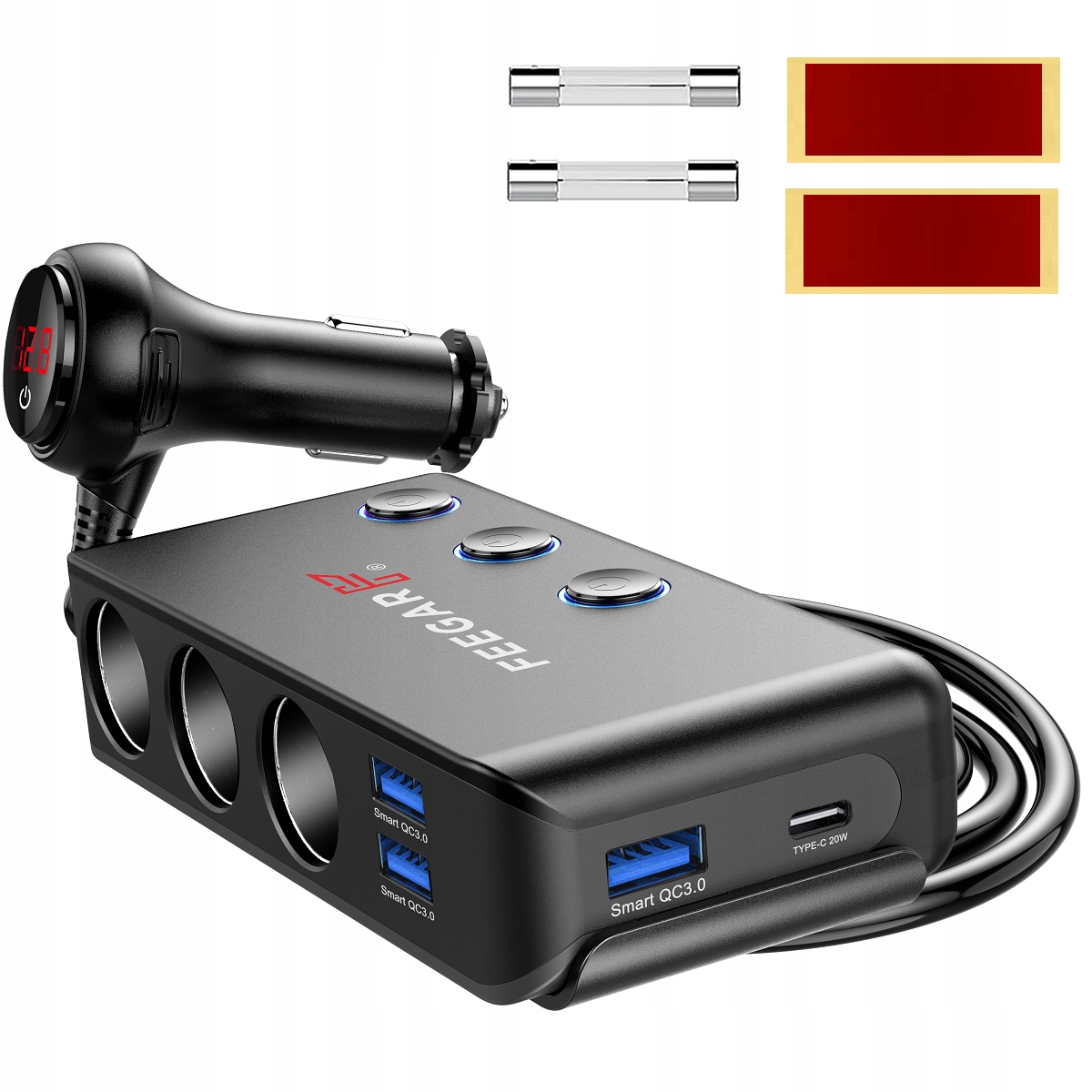 Autojagaja FEEGAR 12-24V 200W USB 10A