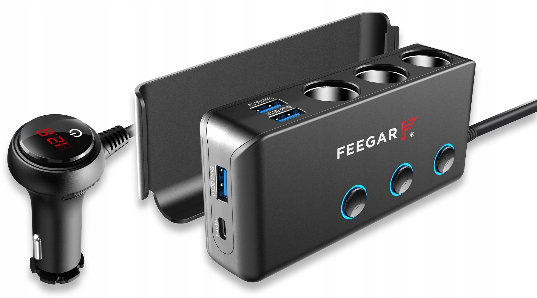 Autojaotur FEEGAR 12-24V 200W USB 10A Samaaegselt laetavate seadmete arv 7