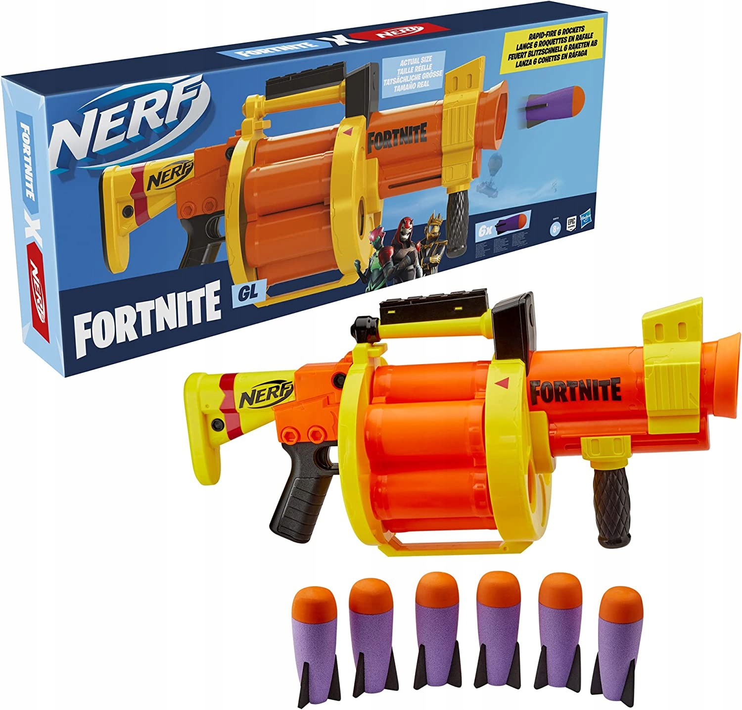 NERF FORTNITE GL SUUR SUUR KATTER + 6 RAKETI