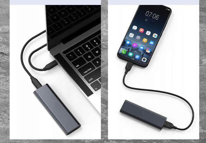 Adapter Pocket SSD m.2 USB-C korpus m2 SATA Toote kaal koos pakendiga 0,1 kg