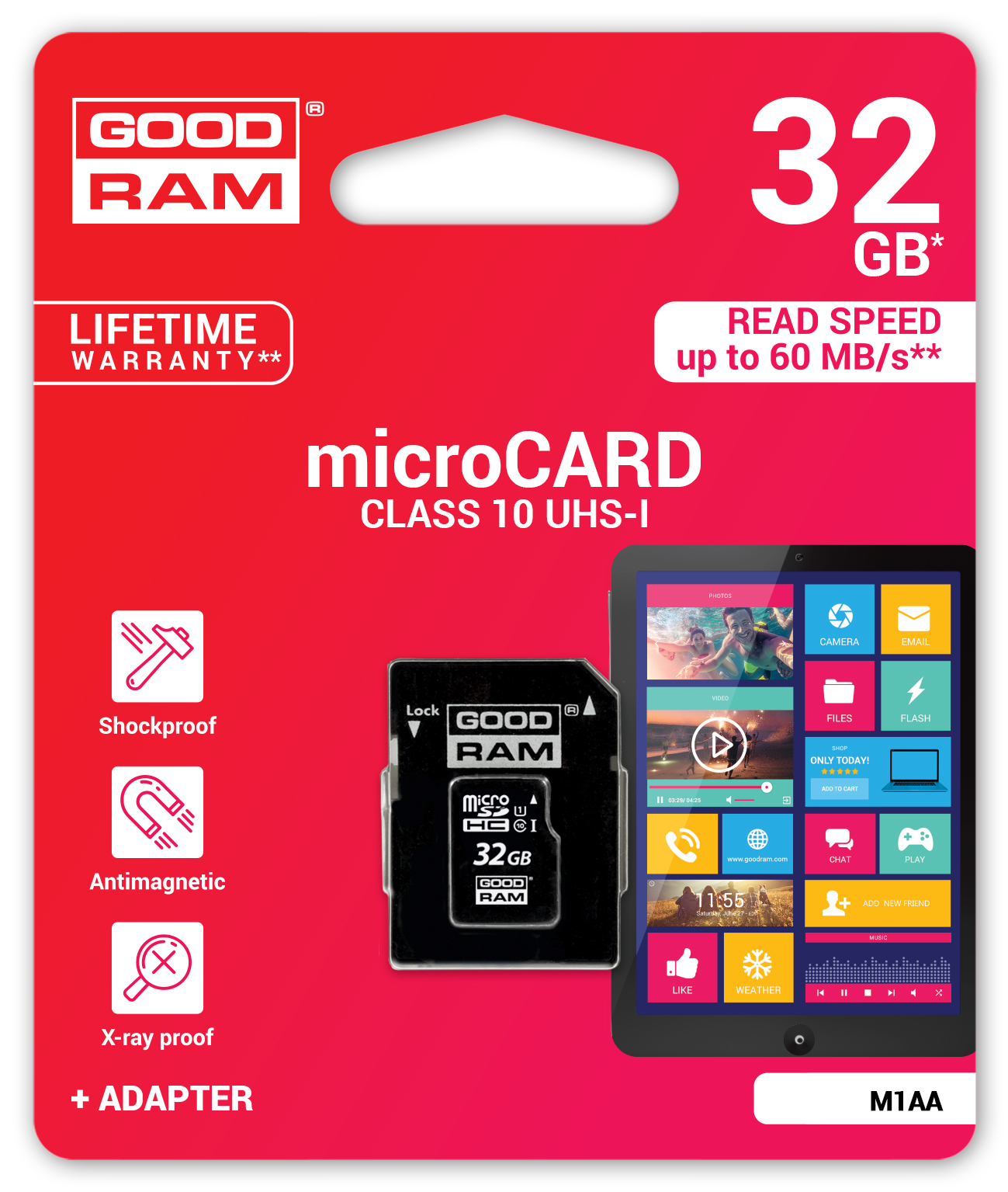 GOODRAM MÄLUKAART MICRO SD 32GB CLASS 10 UHS Tootjakood M1AA-0320R12