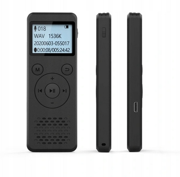 Spy Digital Voice Recorder 1536Kbps 8GB Detection Laetav aku