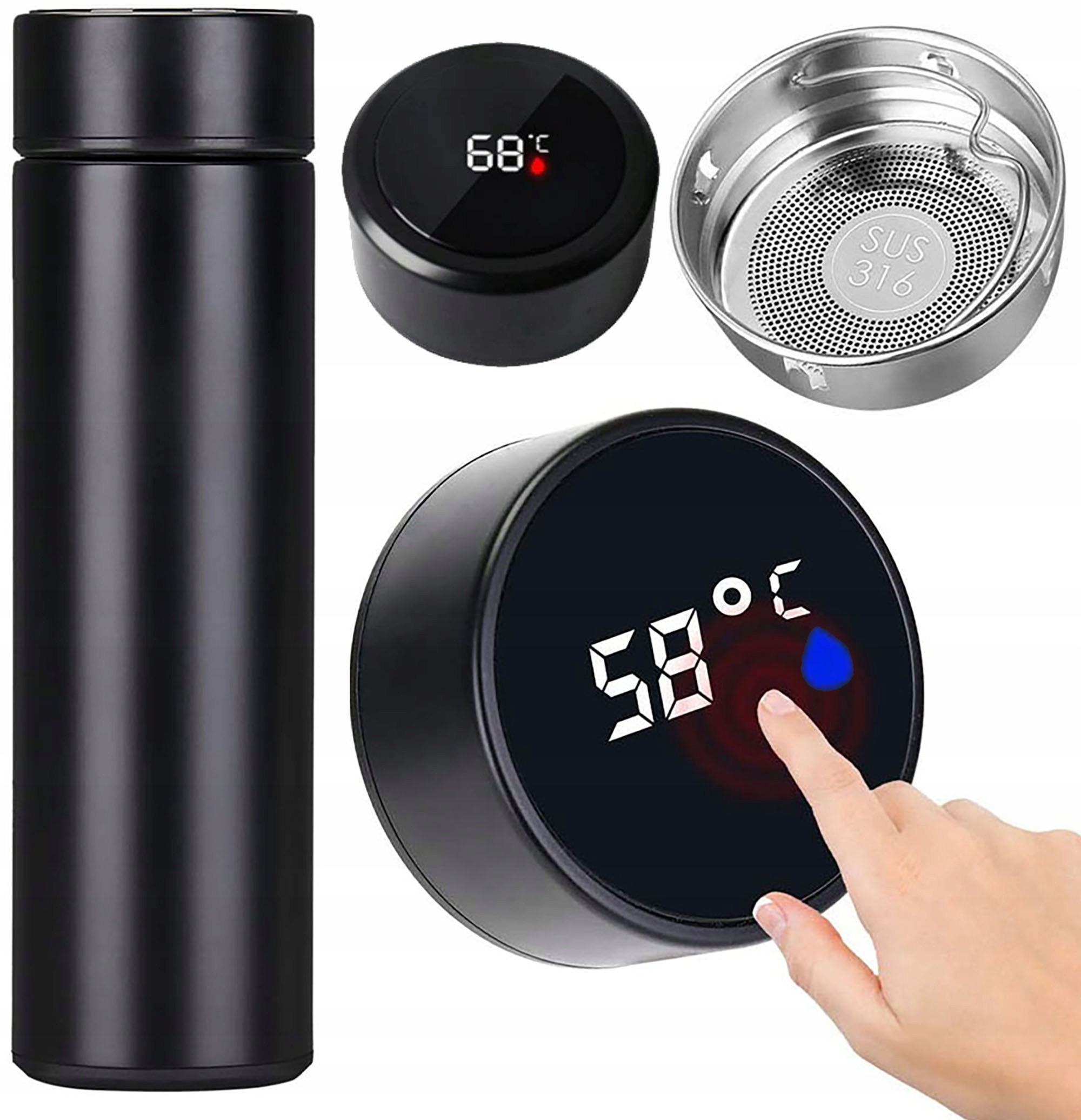 TERMINIS PUODULIS THERMOS SMART WATER BUDELLE LED TEMPERATŪRA