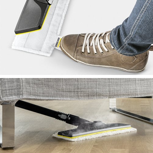 Aurupuhasti SC 4 EasyFix Premium Iron: EasyFix põrandapuhastuskomplekt koos paindliku ühendusega põrandapihustile ja kleepuva kinnitussüsteemiga põrandamopi jaoks.