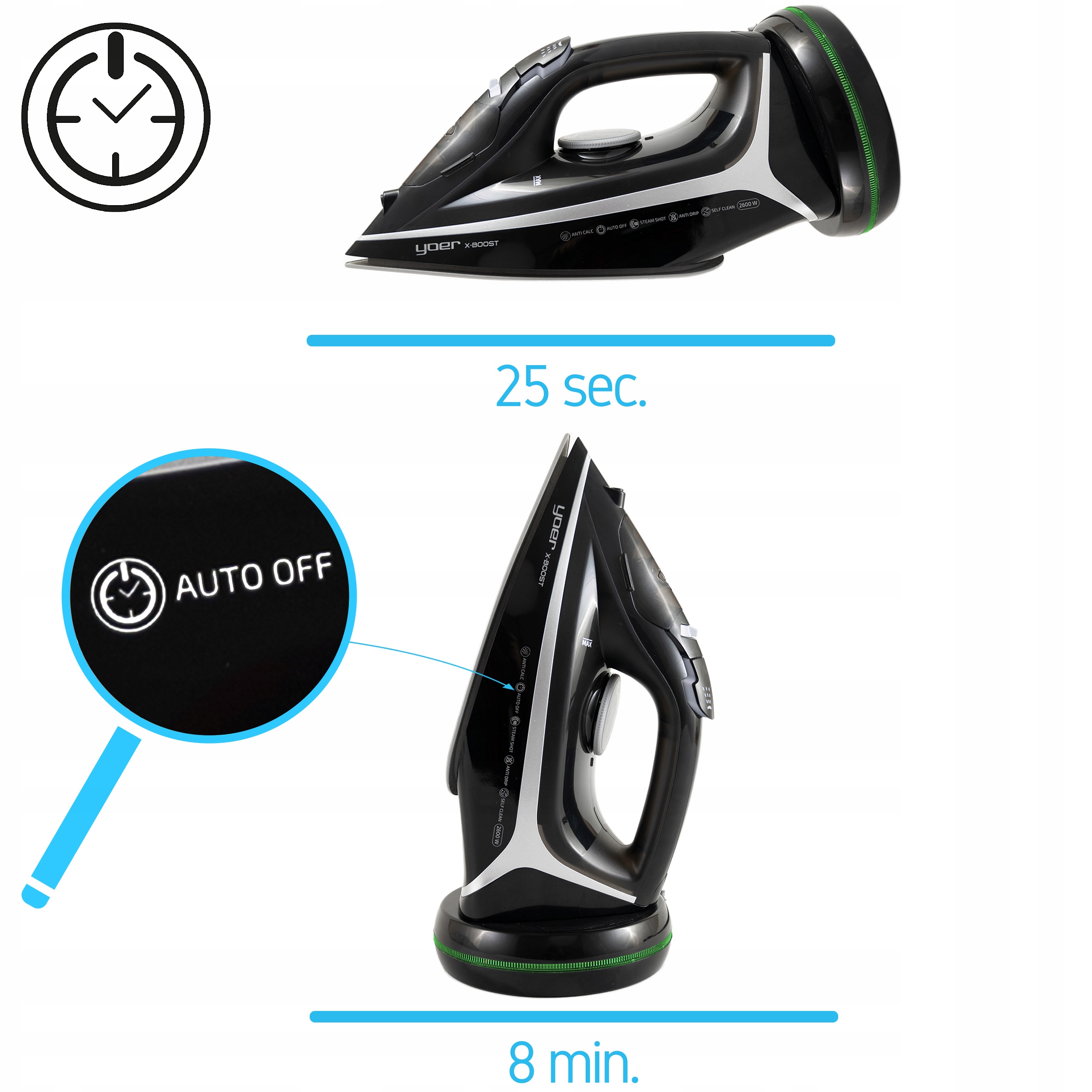 Juhtmeta aurutriikraud Yoer CERAMIC+2600W mudel X-Boost