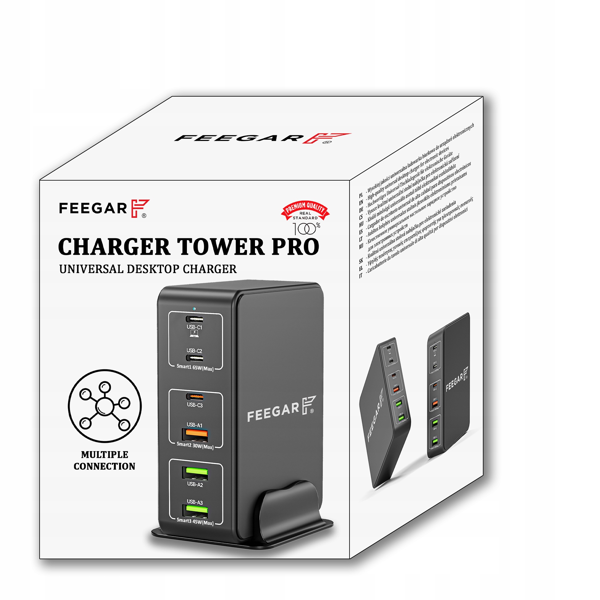 Seinalaadija Feegar Tower PRO 140W USB Type C Must