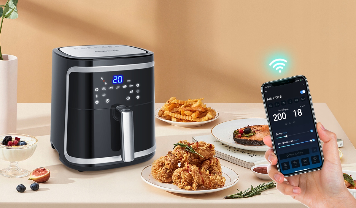 Aigostar Smart Wi-Fi Air Fryer Valdav värv must