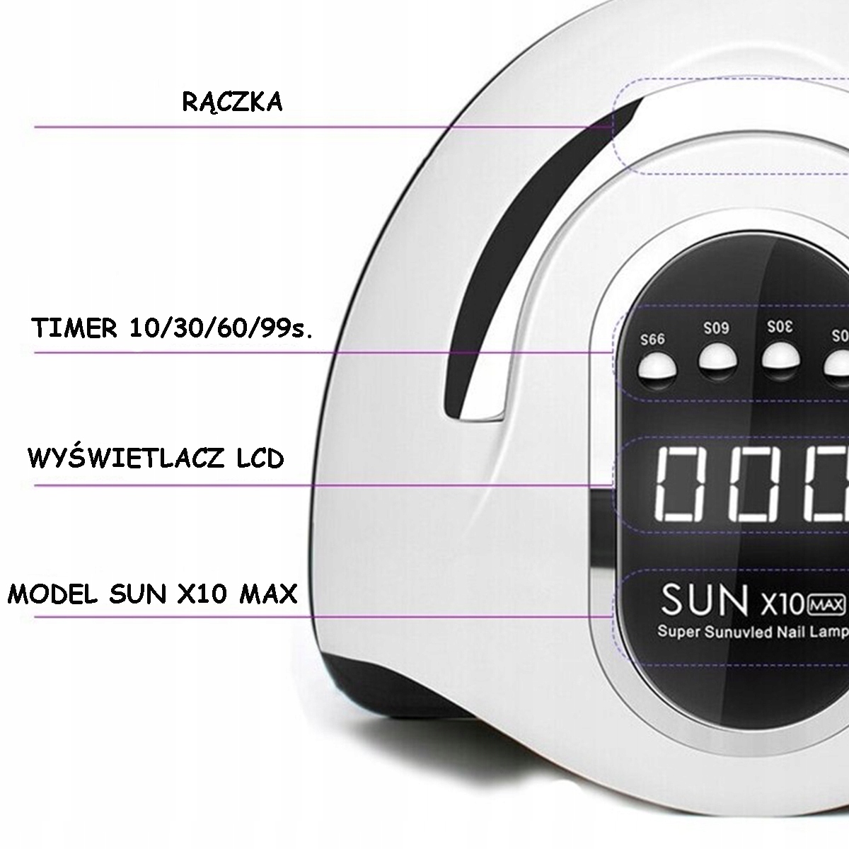 UV LED 280W hübriid küünelamp SUN X10 MAX LED tüüp