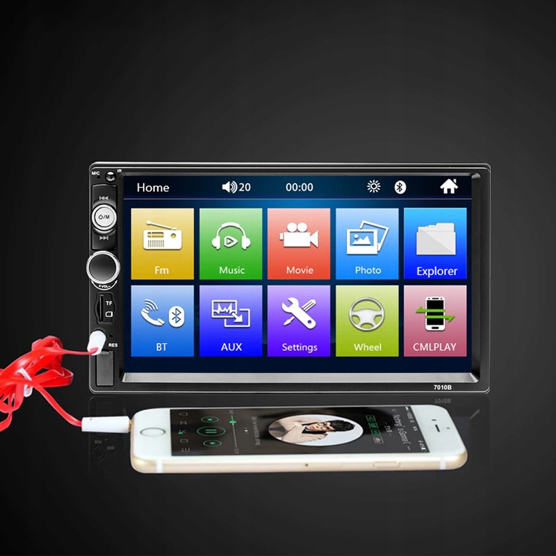 AUTORAADIO BLUETOOTH 2DIN USB TOUCH Funktsioonid puuteekraanil muusika esitamiseks iPhone'ist/iPodist