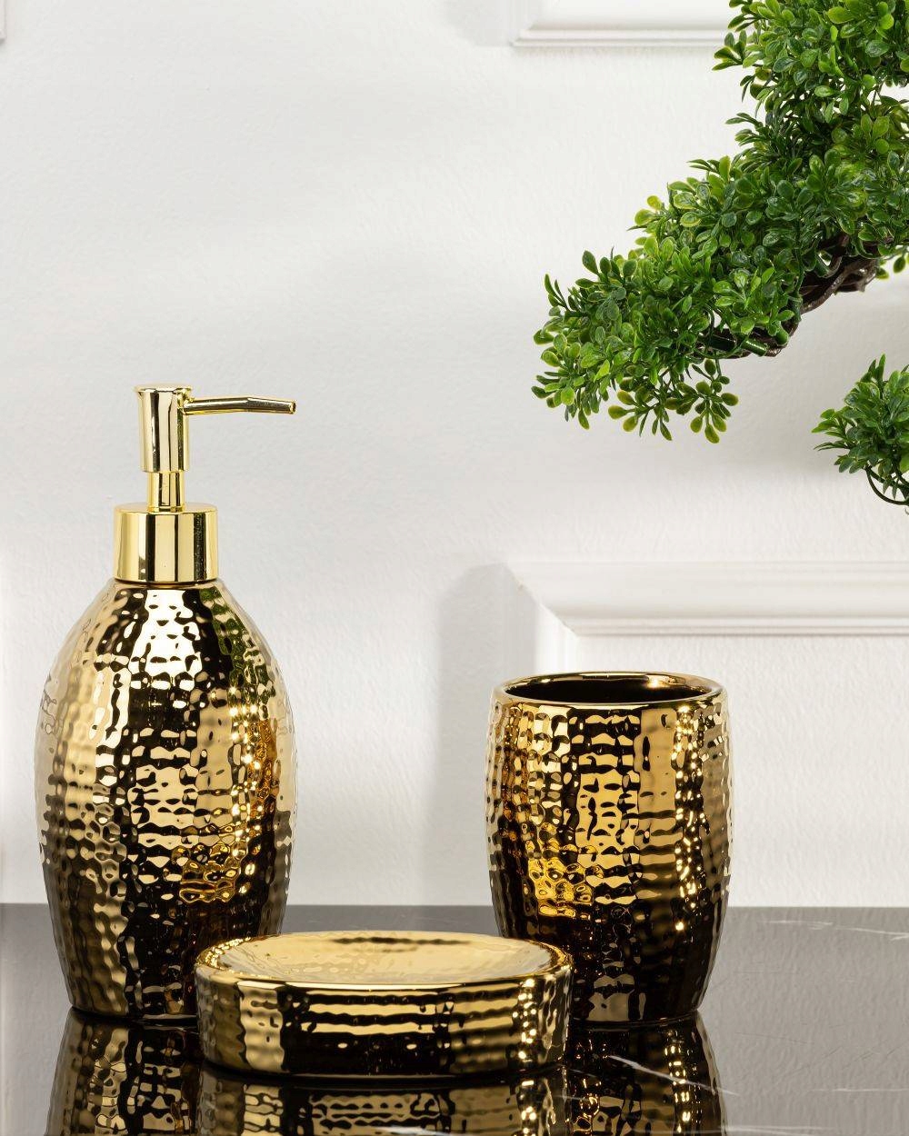 Набор из 3 предметов для ванной комнаты из керамики, золото EAN (GTIN) 5907600411852
