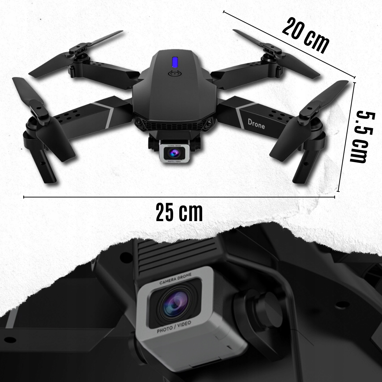 DRONE E95 PRO 2 WIFI HD-KAAMERA MÄNGUASJA võnkuv 350 m aku mahutavus 1800 mAh