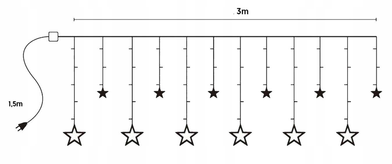 LED valguskardin Garland Stars Icicles SuperLED lambid Tootjakood 5744