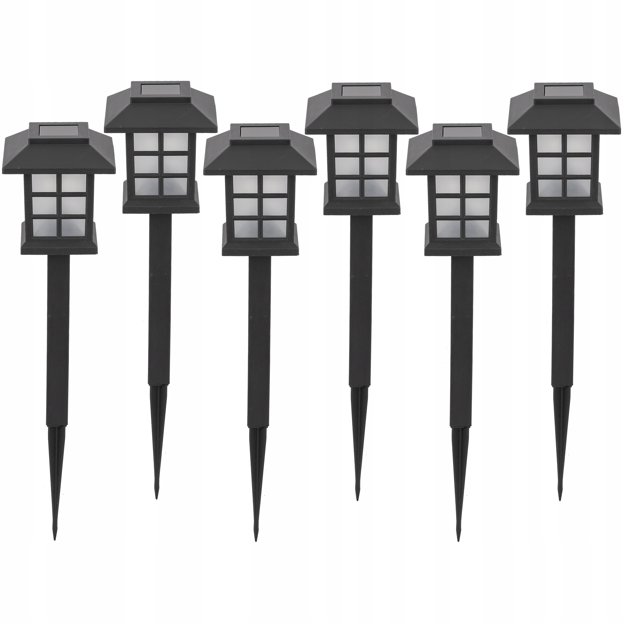 6x PÄIKESE AIALAMP, sisseehitatud LED-post Domineeriv värv: must