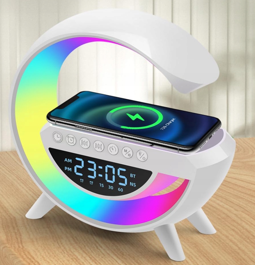 LED lamp QI laadija RGB kõlar RADIO CLOCK