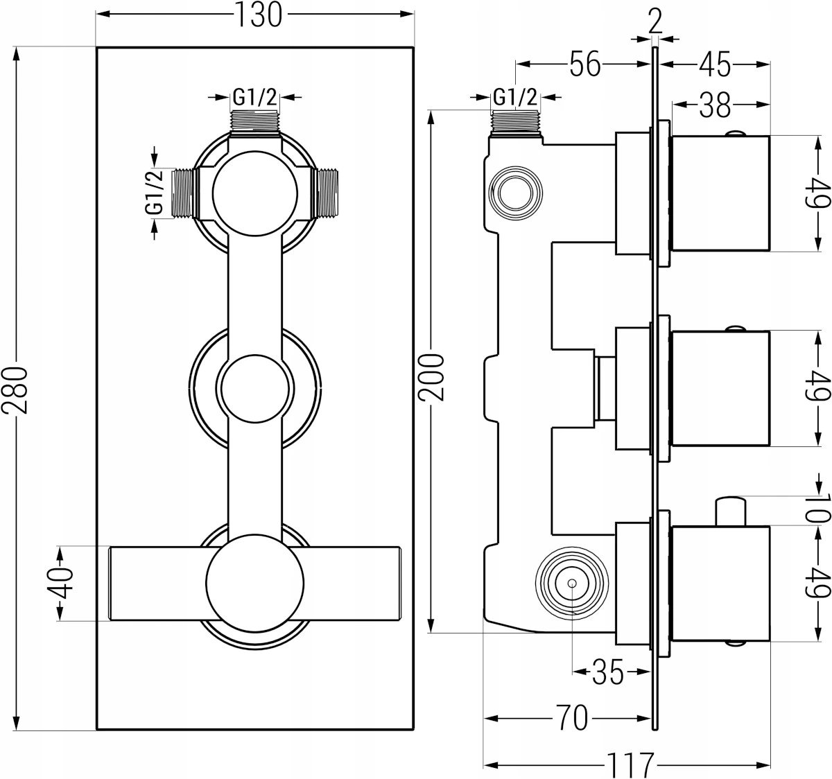 MEXEN CONCREATED KOMPLEKT TERMOSTAT RAIN SHOWER 30 Tootjakood valge vanni- ja dušikomplekt