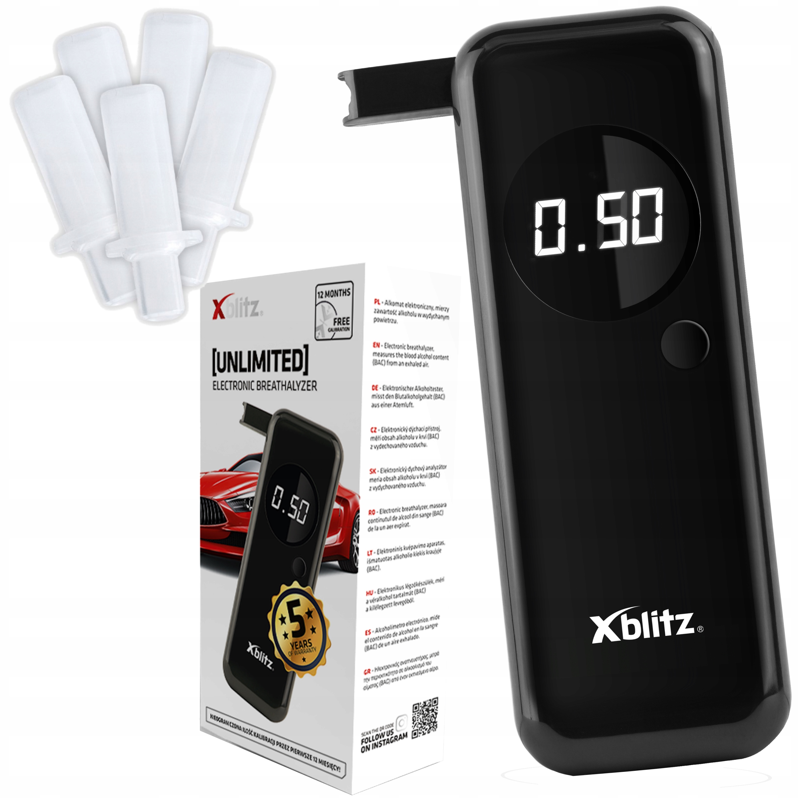Xblitz Unlimited elektrooniline alkomeeter +5X MOUTHIPES