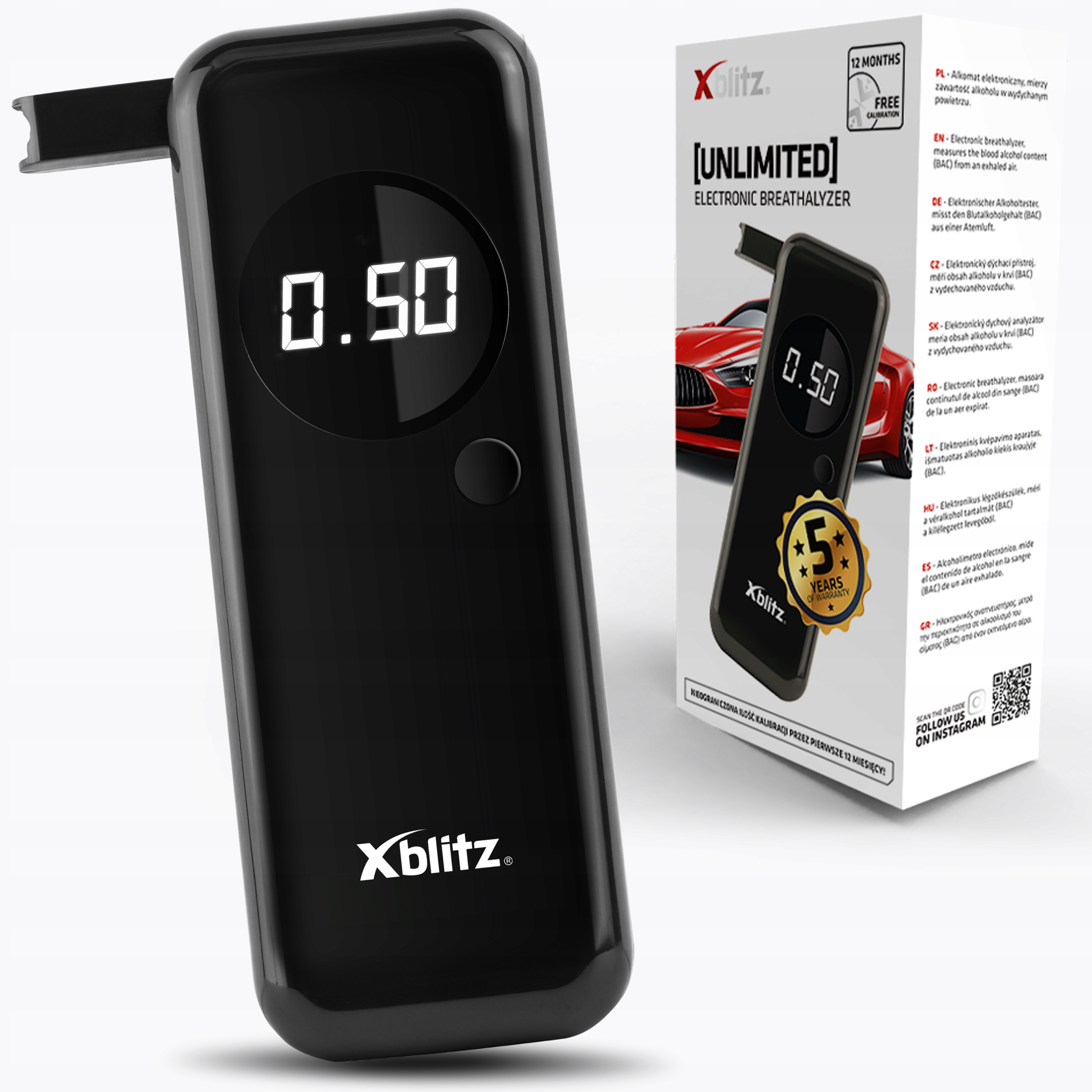 Xblitz Unlimited elektrooniline alkomeeter +5X EAN MOUTHIPES (GTIN) 5902479672144