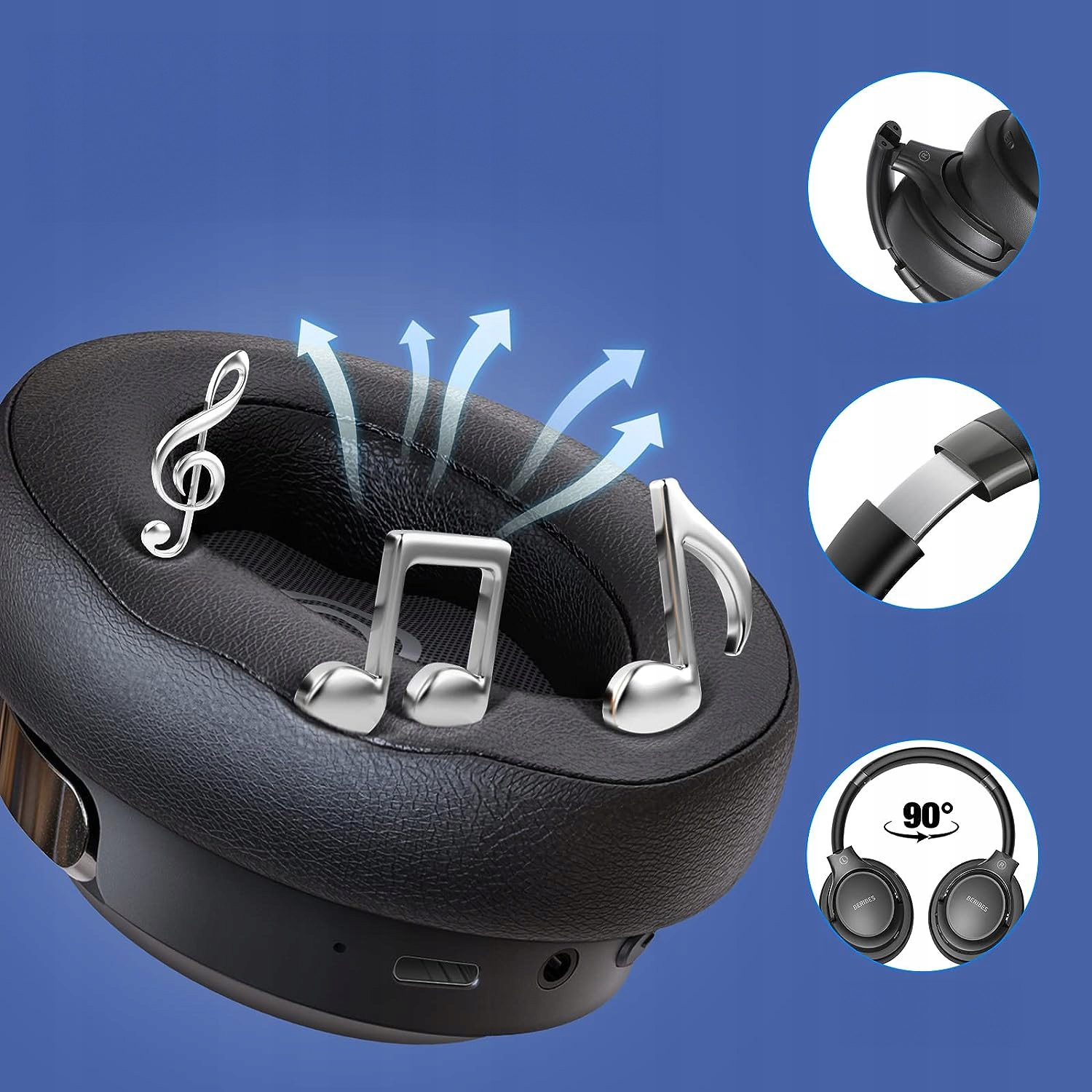 FEEGAR Mello kõrvapealsed juhtmevabad kõrvaklapid 65H Bluetooth 5.3 6EQ mikrofon Feegar Brand
