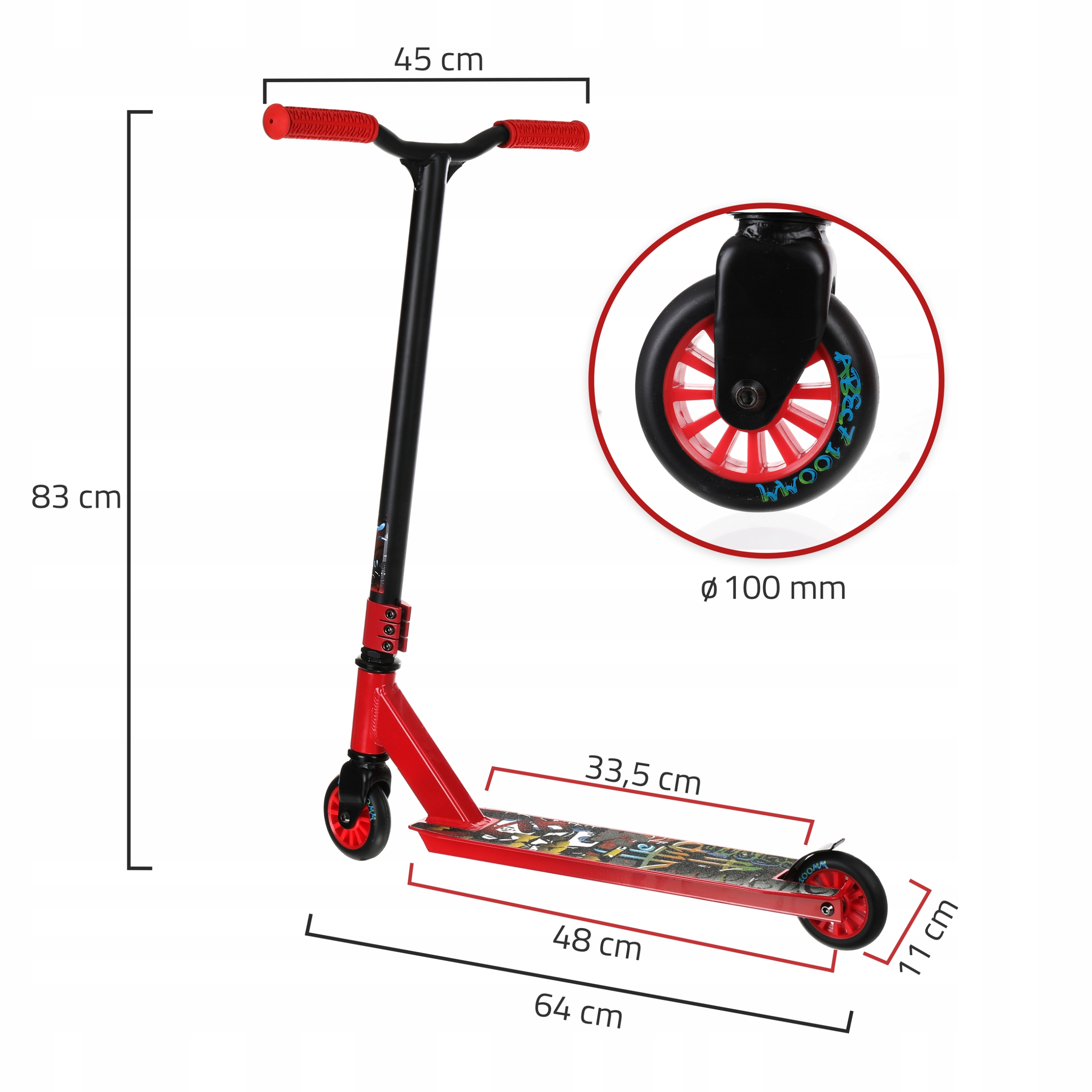 PRO SCOOTER STUNT ABEC-7 100mm SPORTVIDA Juhtraua kõrgus 83-83 cm