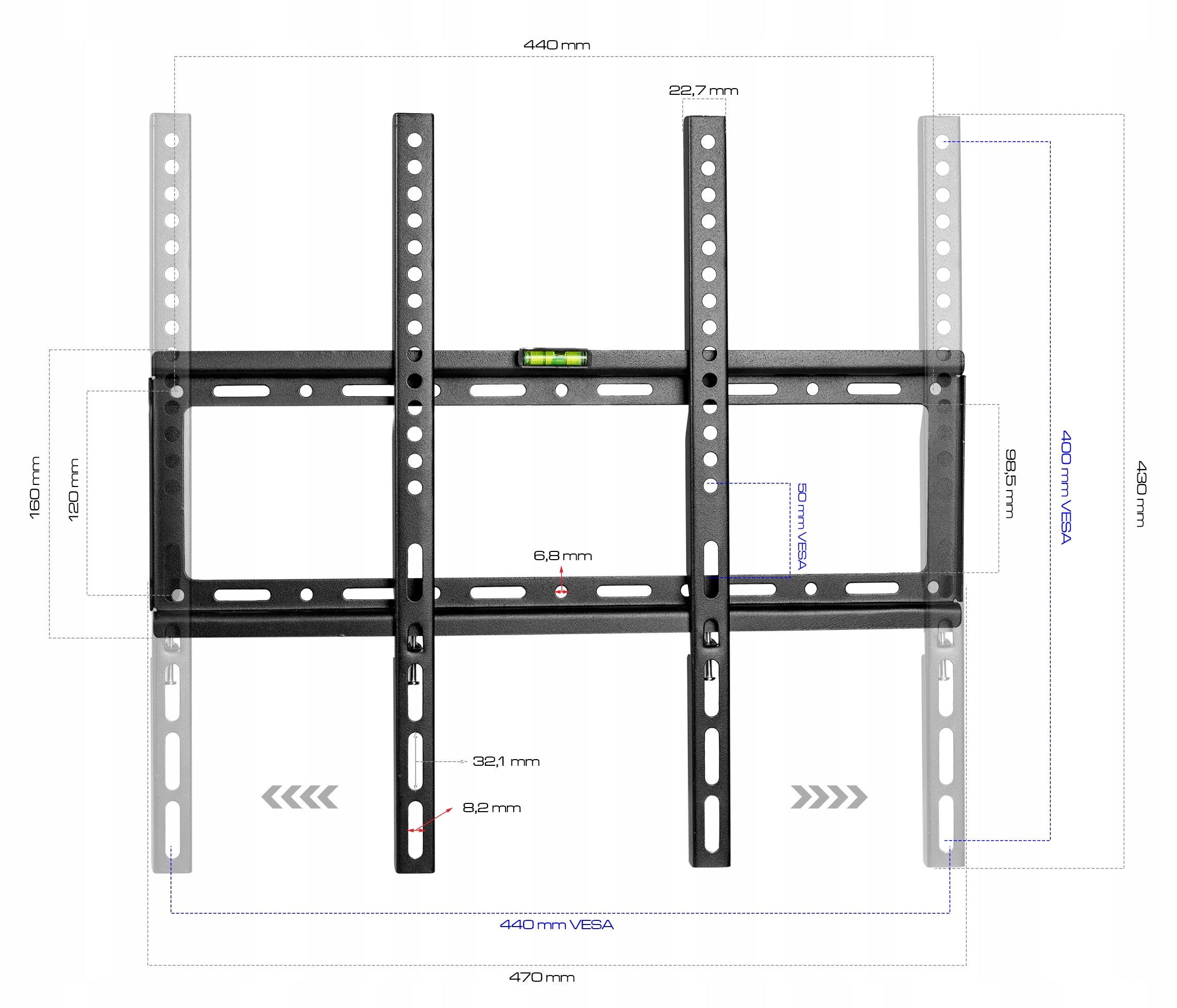 MOCNY UCHWYT TV DO TELEWIZORA WIESZAK PŁASKI SLIM STAL 23-60 CALI KingMount Standard VESA 75 x 75 100 x 100 150 x 100 200 x 100 200 x 150 200 x 200 200 x 300 300 x 200 300 x 300 300 x 400 400 x 200 400 x 400