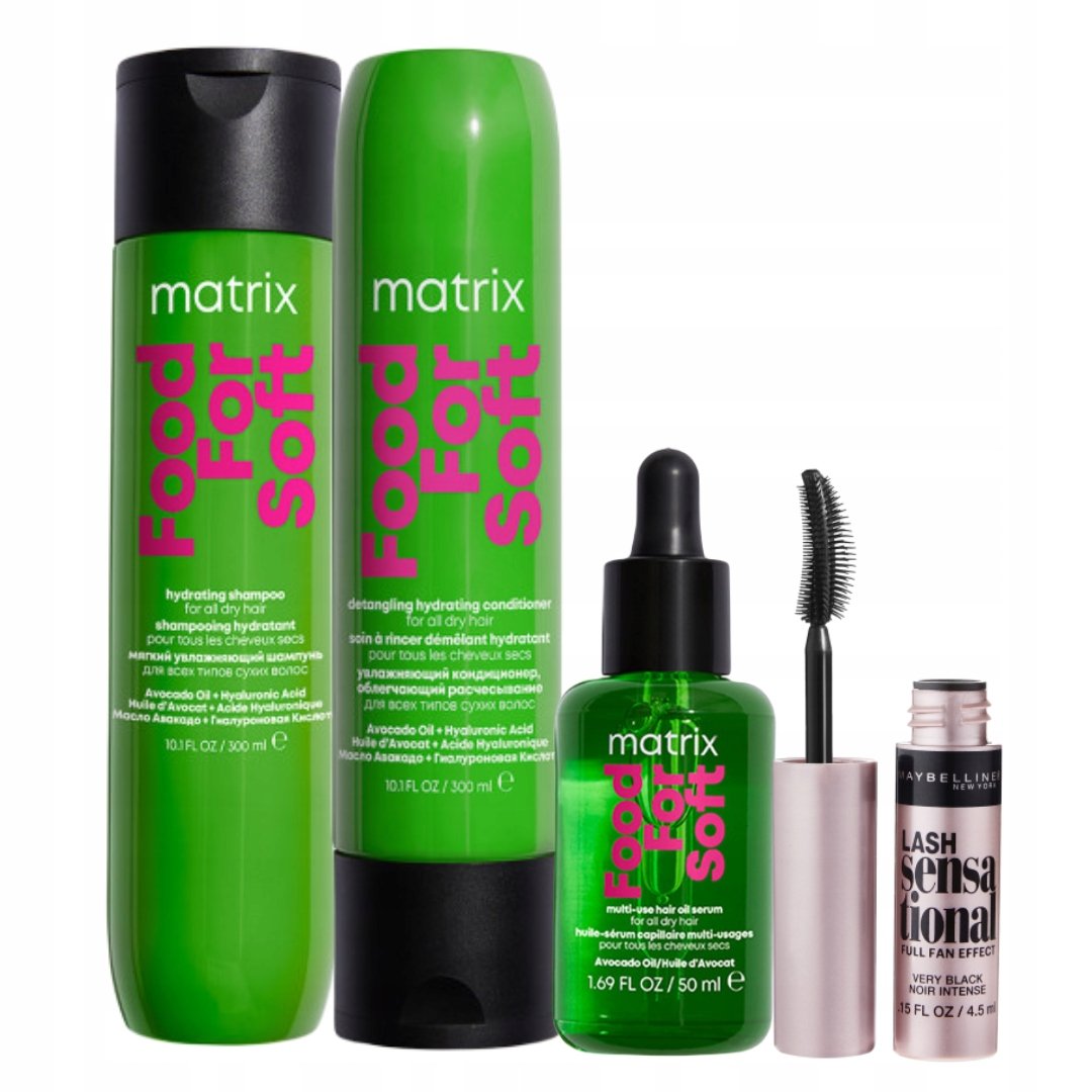 Matrix Food For Soft juuste šampoon, palsam, õli + ripsmetušš Maybelline