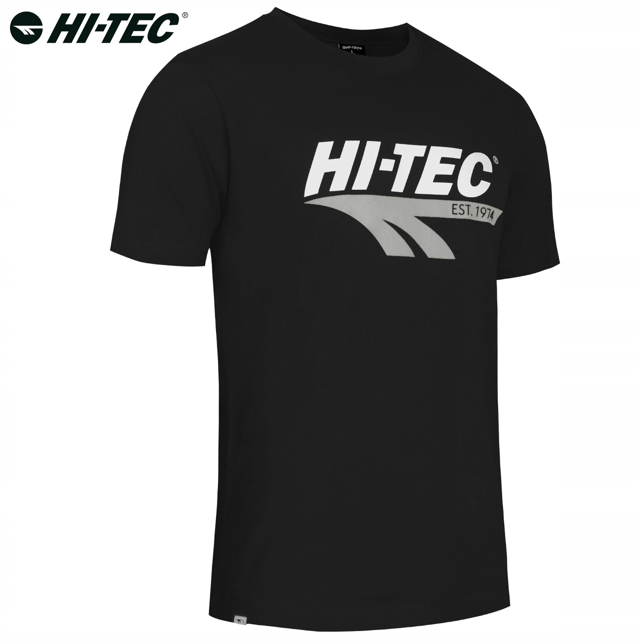 Koszulka Męska RETRO HI-TEC T-Shirt Bawełniany Podkoszulek Logo Czarny L Rozmiar L