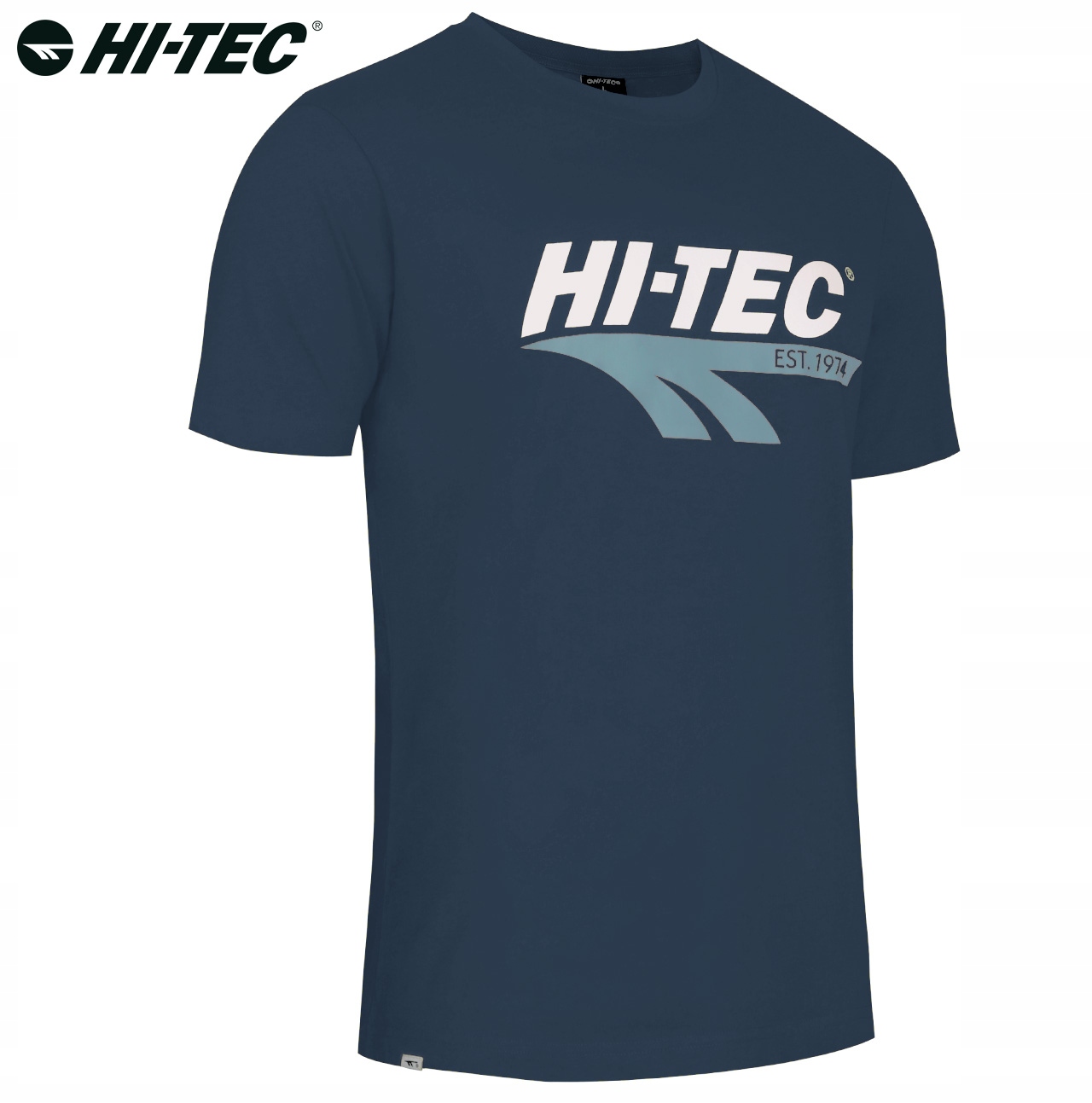 Koszulka Męska RETRO HI-TEC T-Shirt Podkoszulek Bawełna Logo Granatowa 3XL Model RETRO