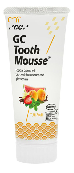 Pasta GC TOOTH MOUSSE Plynne szkliwo bez fluoru Tutti Frutti 35 ml Stan opakowania oryginalne