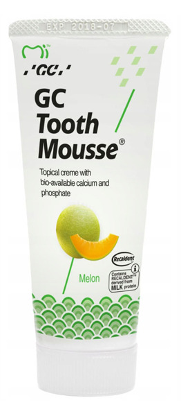 Pasta GC TOOTH MOUSSE Plynne szkliwo bez fluoru Melon 35 ml Stan opakowania oryginalne