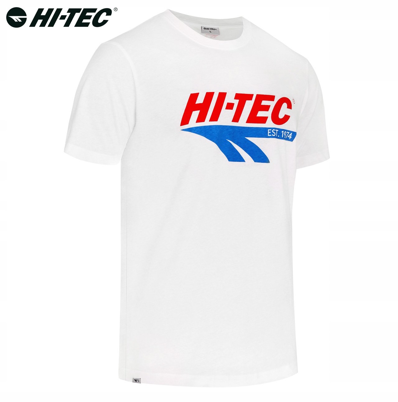 Koszulka Męska RETRO HI-TEC T-Shirt Bawełniana Podkoszulek Logo Biały L Model RETRO