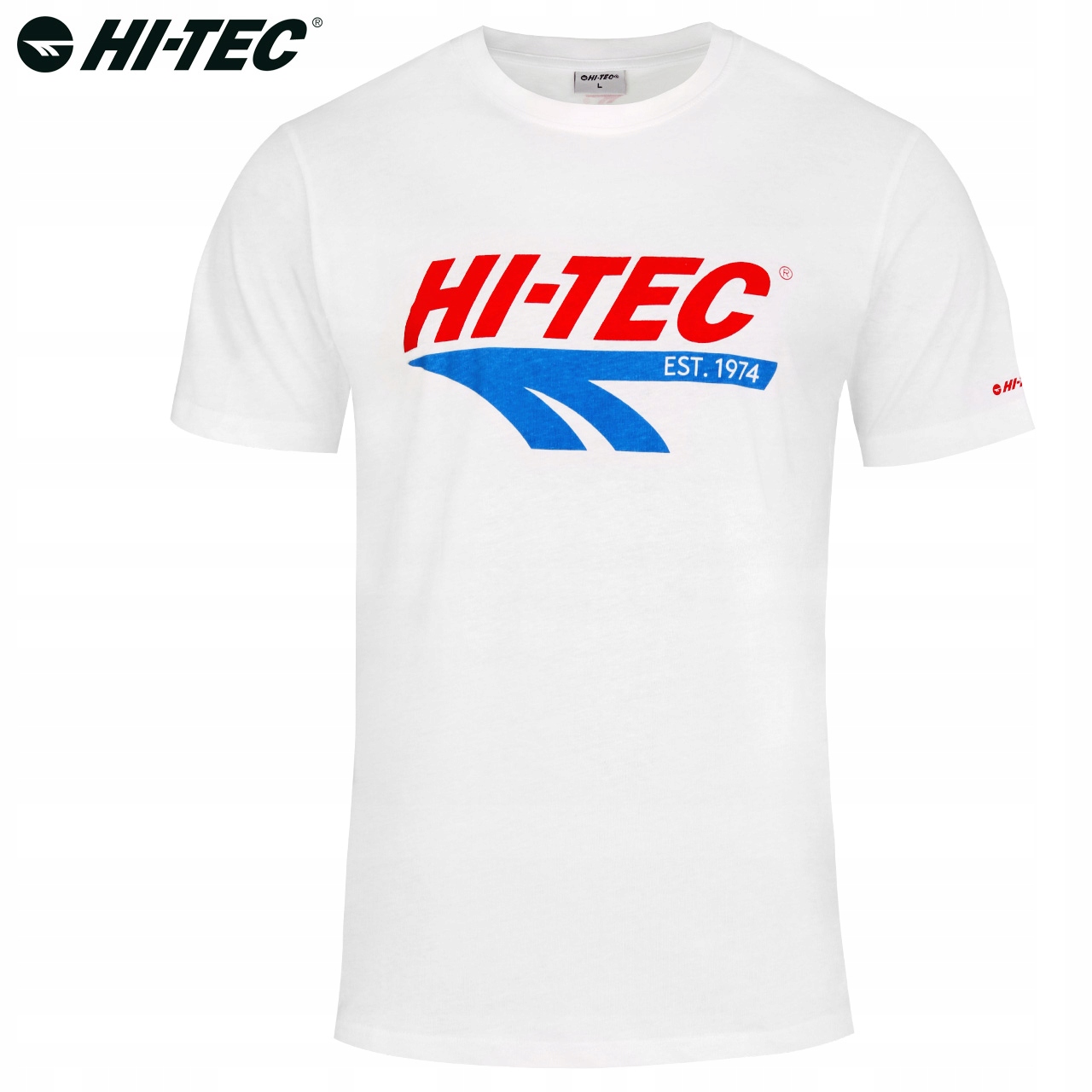 Koszulka Męska RETRO HI-TEC T-Shirt Bawełniana Podkoszulek Logo Biały L Marka Hi-Tec