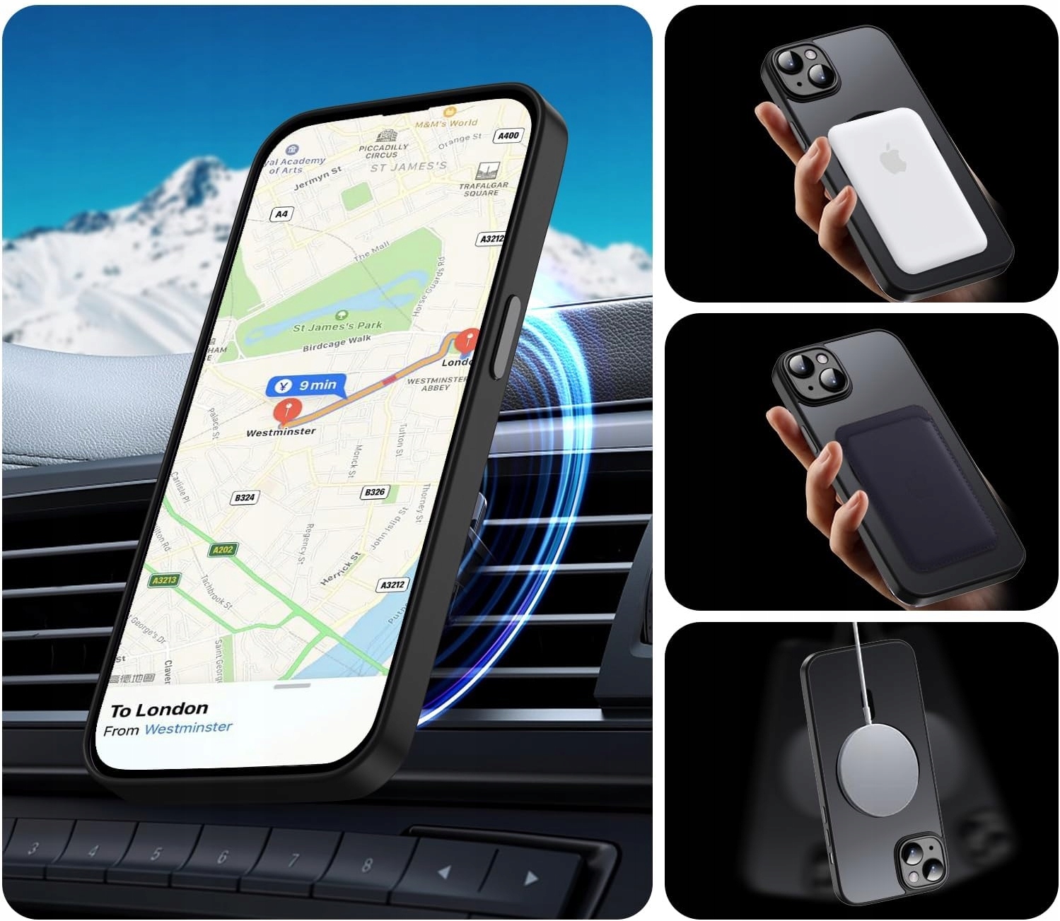 Dėklas iPhone 15, skirtas MagSafe PRINFORCED 360° MATT CASE Ekrano stiklas Spalva skaidrus