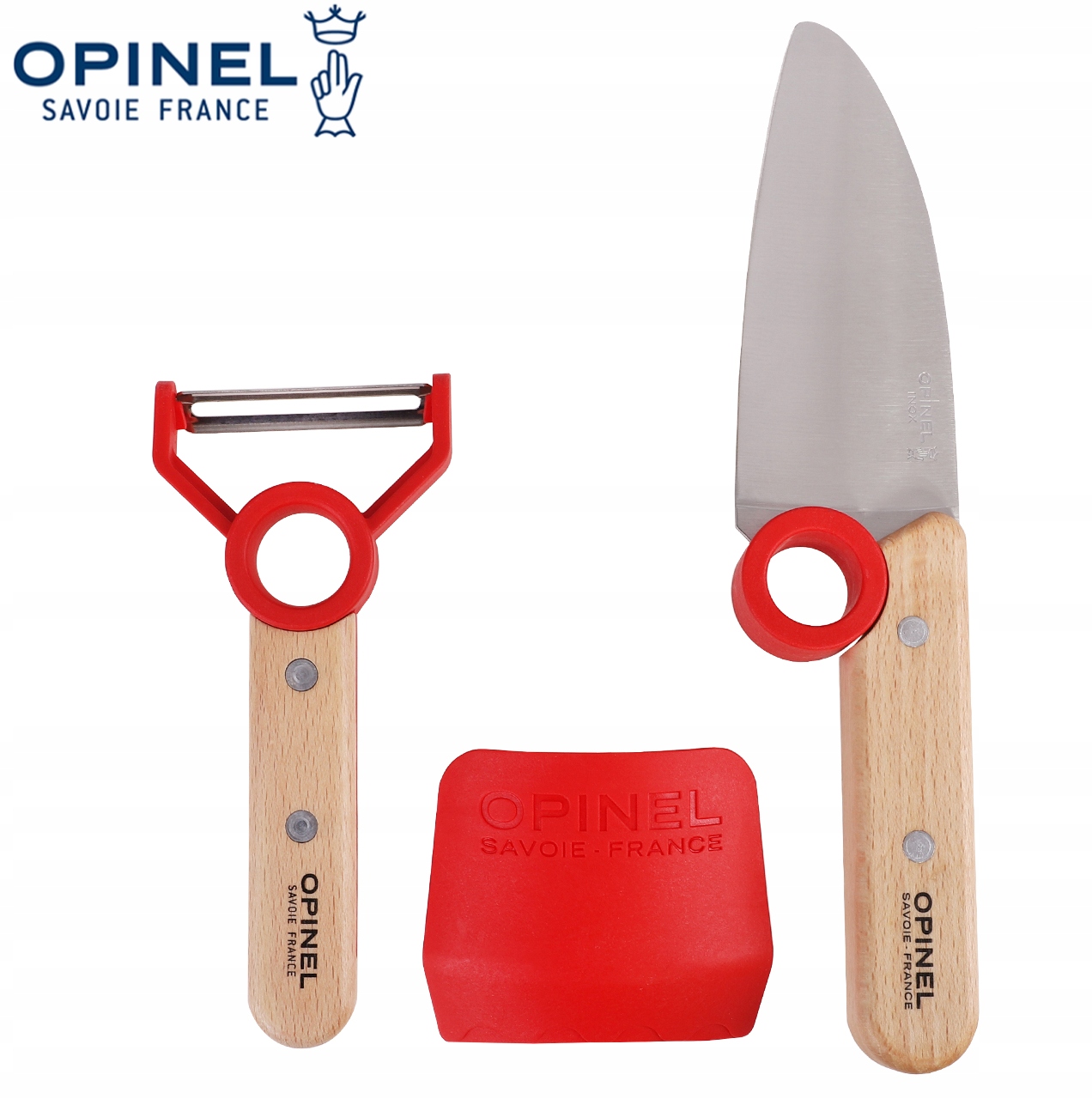 NÓŻ KUCHENNY OPINEL OBIERACZKA OSŁONA NA PALCE Le Petit Chef Zestaw Red Kod producenta 01352