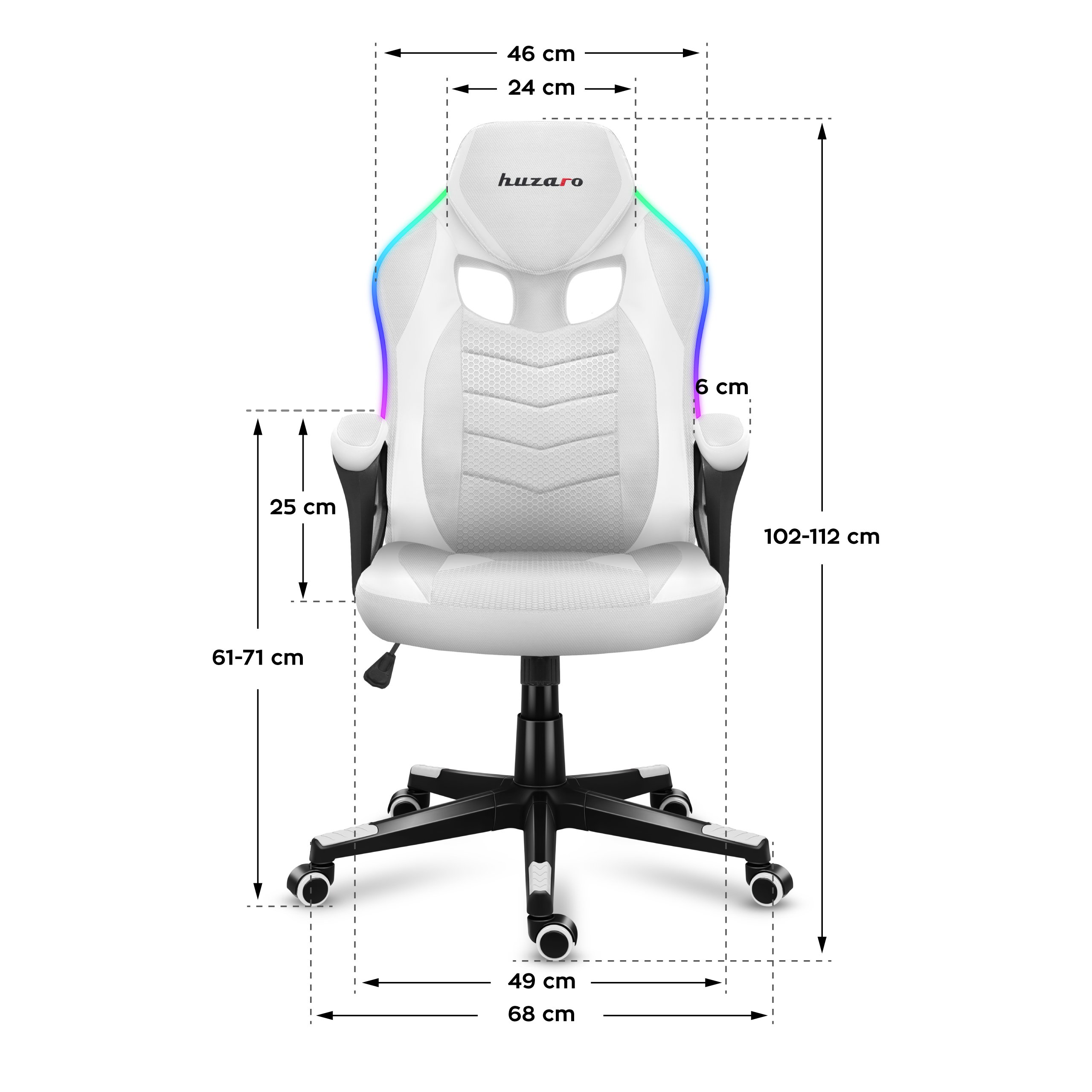 Wymiary fotela Huzaro Force 2.5 Carbon RGB