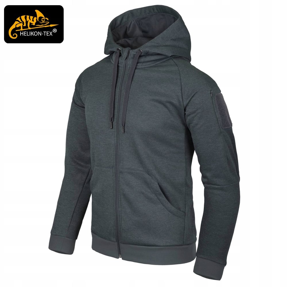 Bluza Męska z Kapturem URBAN TACTICAL HELIKON Velcro Rozpinana Ciemnoszara Kod producenta BL-UHF-PO-M1-B02