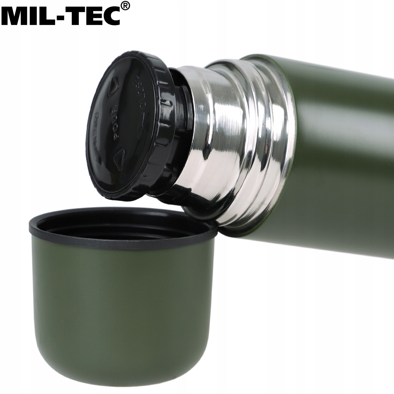 Termos turystyczny próżniowy Mil-Tec ze stali nierdzewnej 1L olive Średnica 8.3 cm