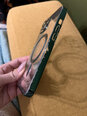 Матовый прозрачный мягкий чехол с защитой камеры Apple iPhone 13 ( support Magsafe) green